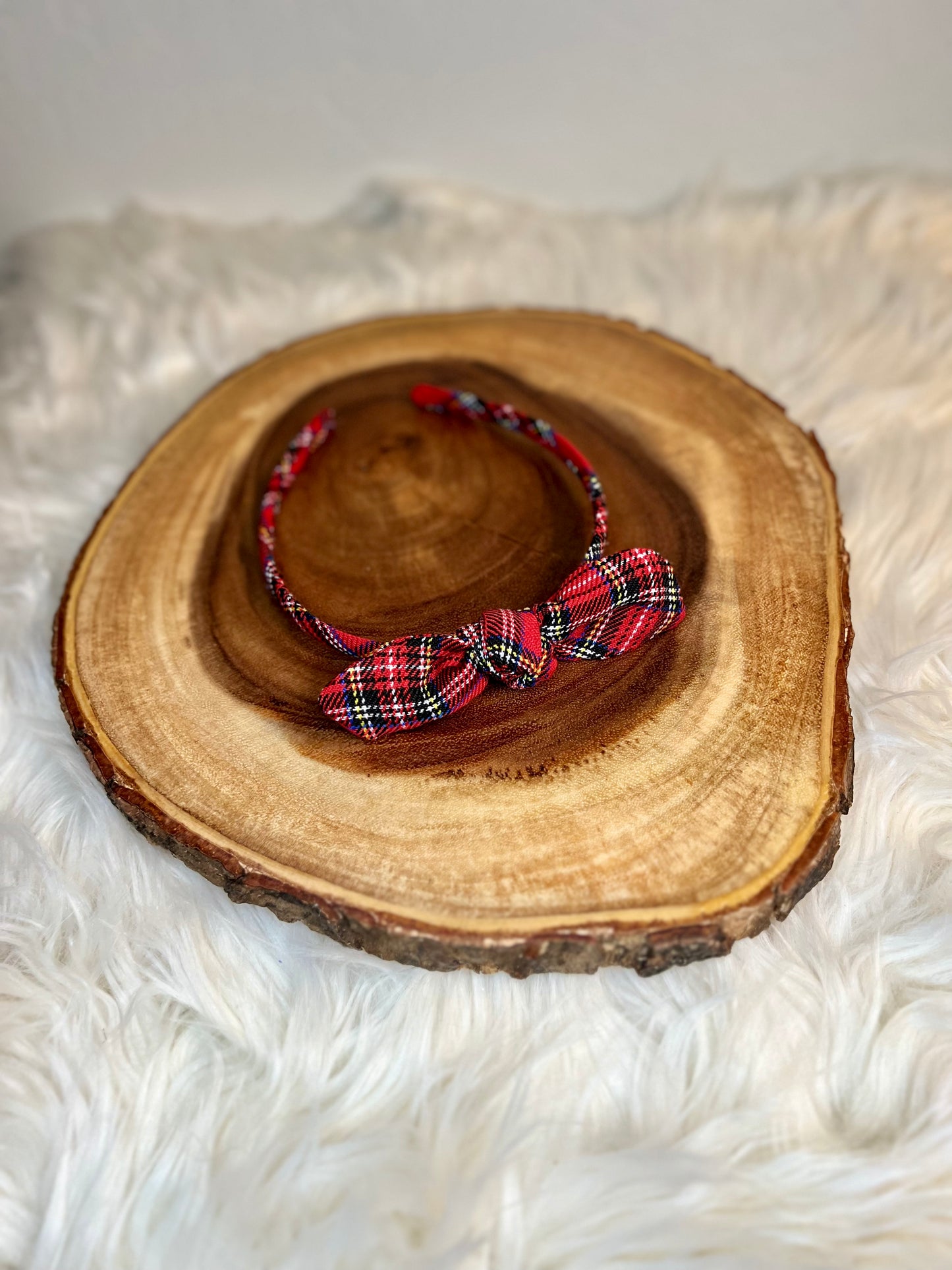 Winter Plaid Bow Headband